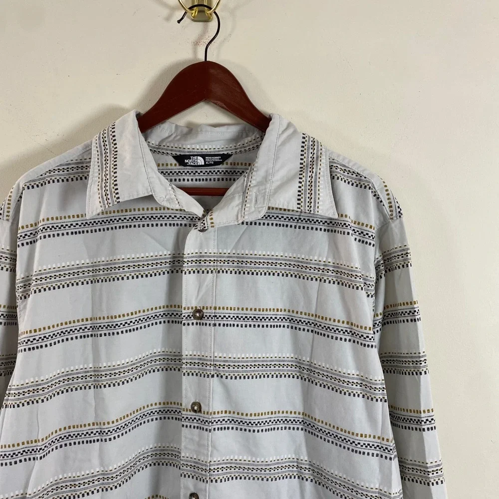 The North Face Button Down Long Sleeve Shirt Striped Mens XL Lightweight Western